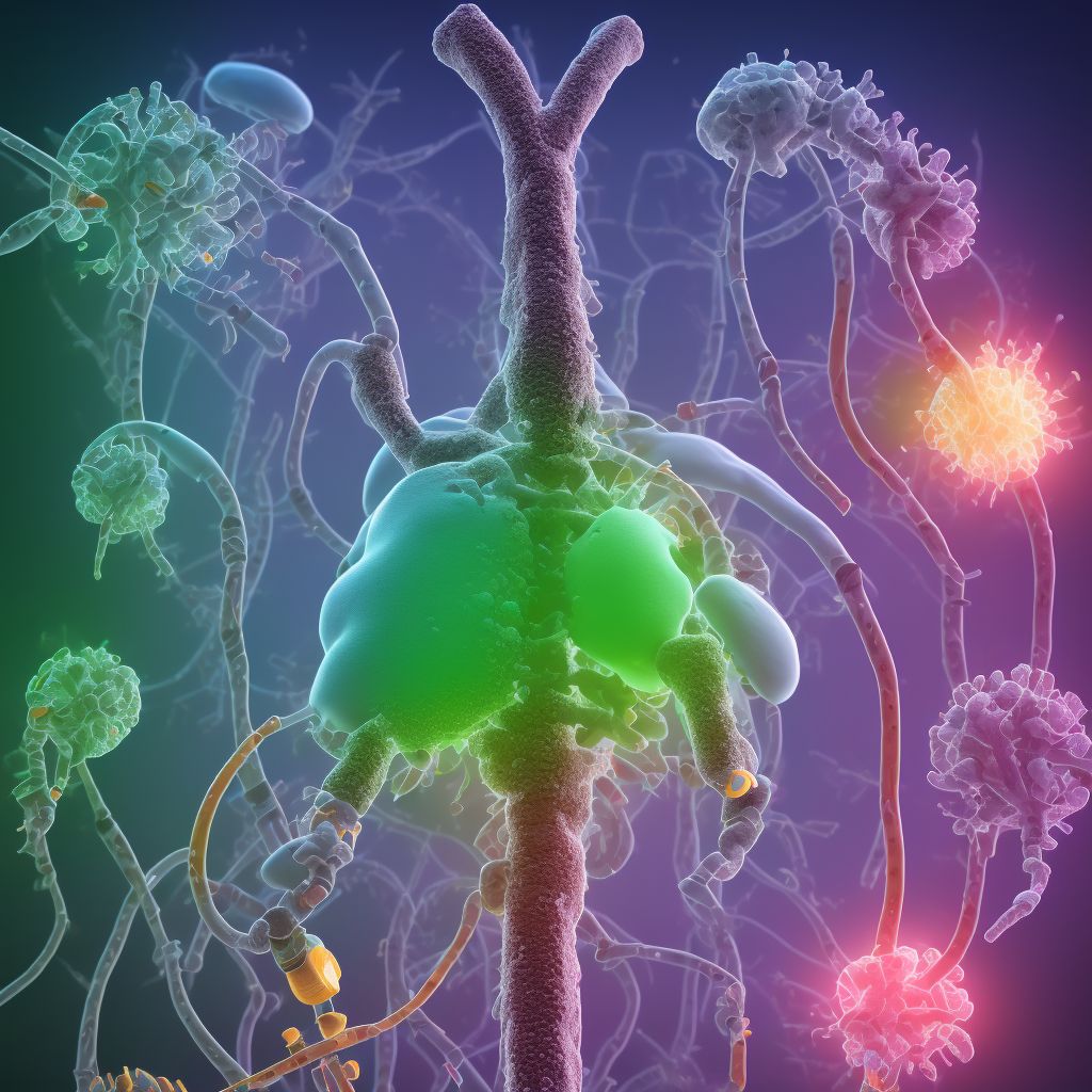 Diabetes mellitus due to underlying condition with diabetic mononeuropathy digital illustration