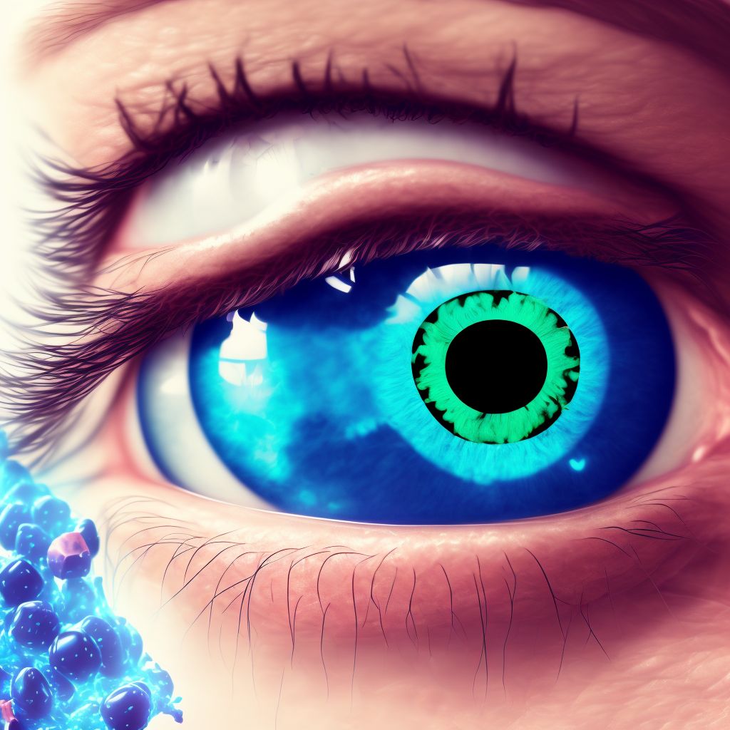 Drug or chemical induced diabetes mellitus with mild nonproliferative diabetic retinopathy without macular edema, left eye digital illustration