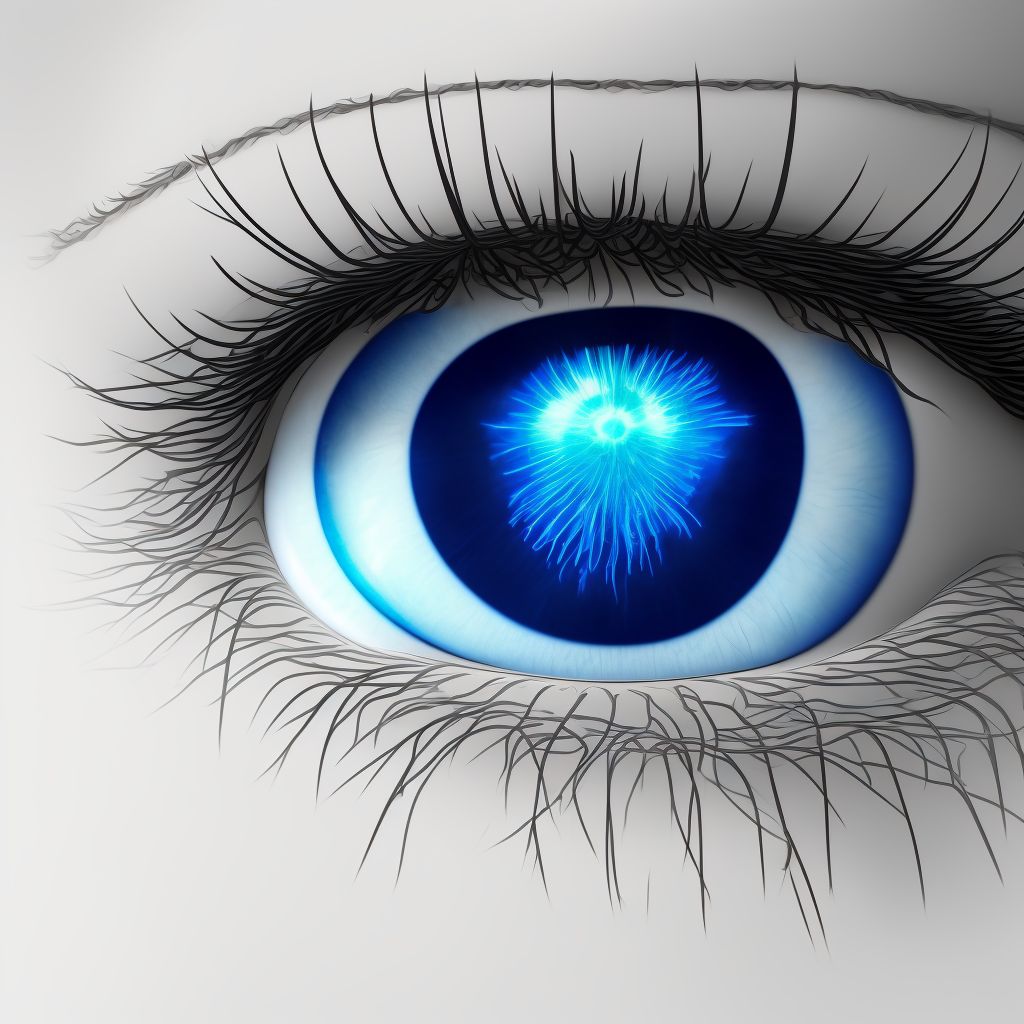 Type 1 diabetes mellitus with mild nonproliferative diabetic retinopathy with macular edema, right eye digital illustration