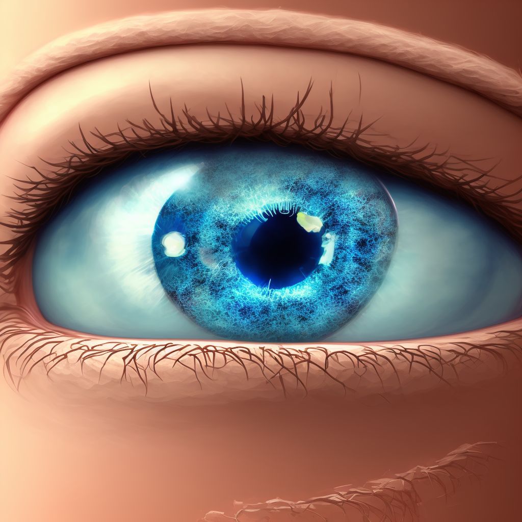 Type 1 diabetes mellitus with mild nonproliferative diabetic retinopathy without macular edema, right eye digital illustration