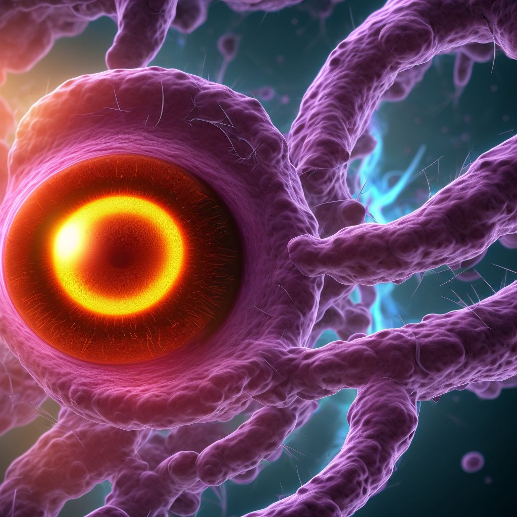 Type 1 diabetes mellitus with proliferative diabetic retinopathy with traction retinal detachment not involving the macula, unspecified eye digital illustration