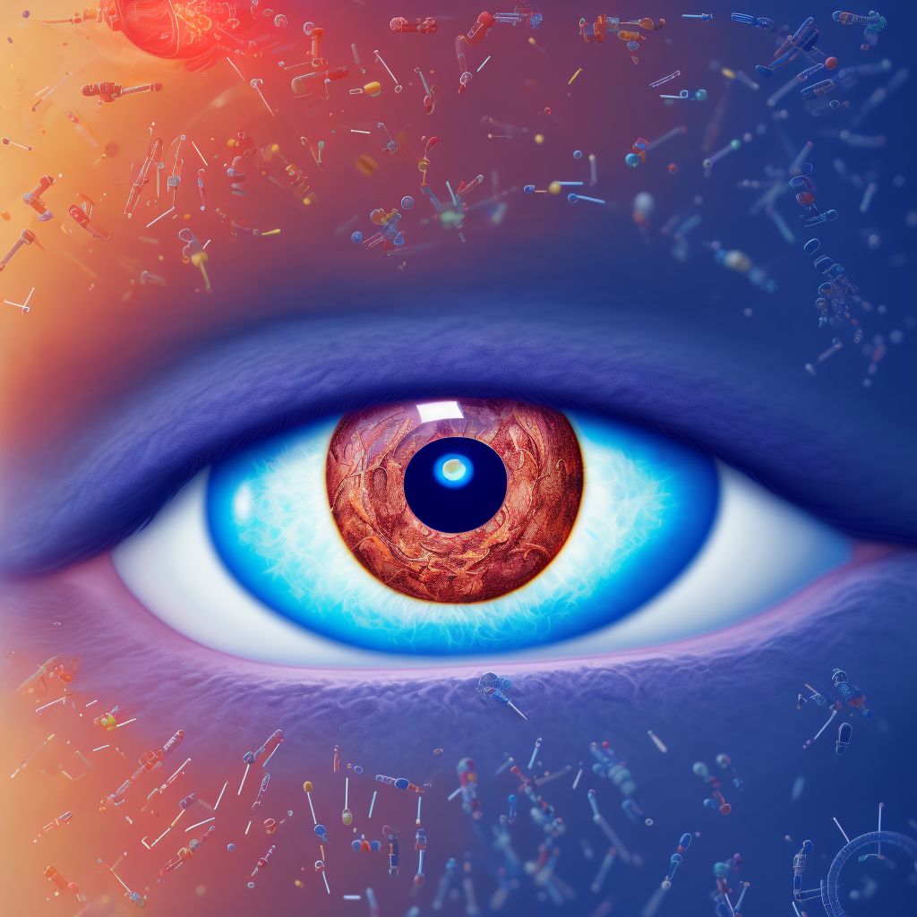 Type 1 diabetes mellitus with stable proliferative diabetic retinopathy, right eye digital illustration