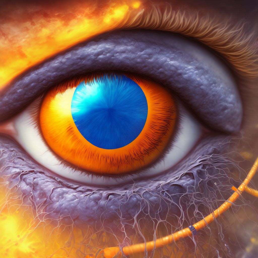 Type 1 diabetes mellitus with stable proliferative diabetic retinopathy, left eye digital illustration