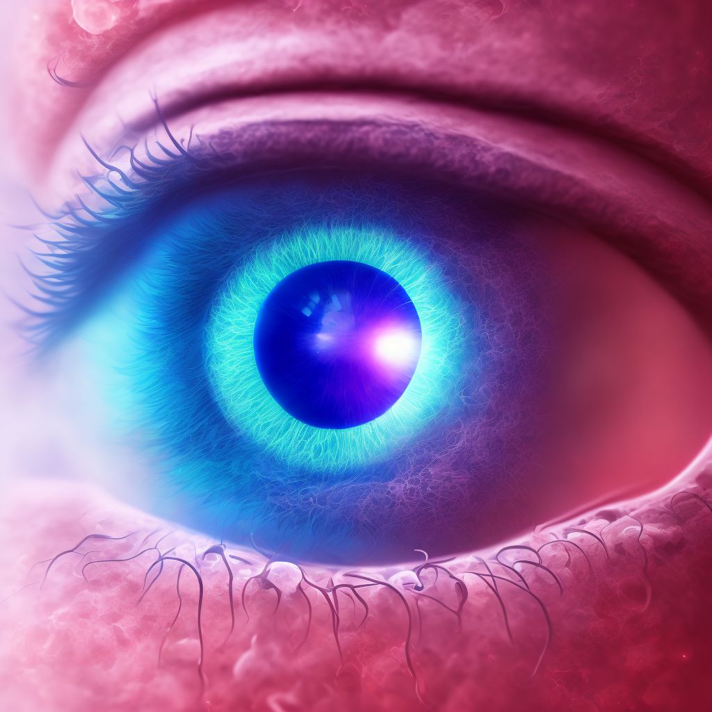 Type 1 diabetes mellitus with stable proliferative diabetic retinopathy, unspecified eye digital illustration
