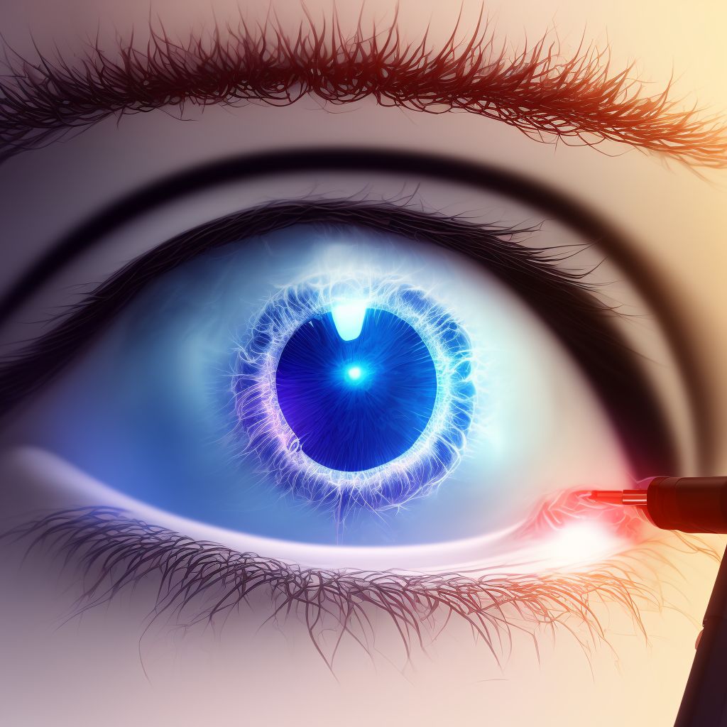 Type 1 diabetes mellitus with proliferative diabetic retinopathy without macular edema, right eye digital illustration