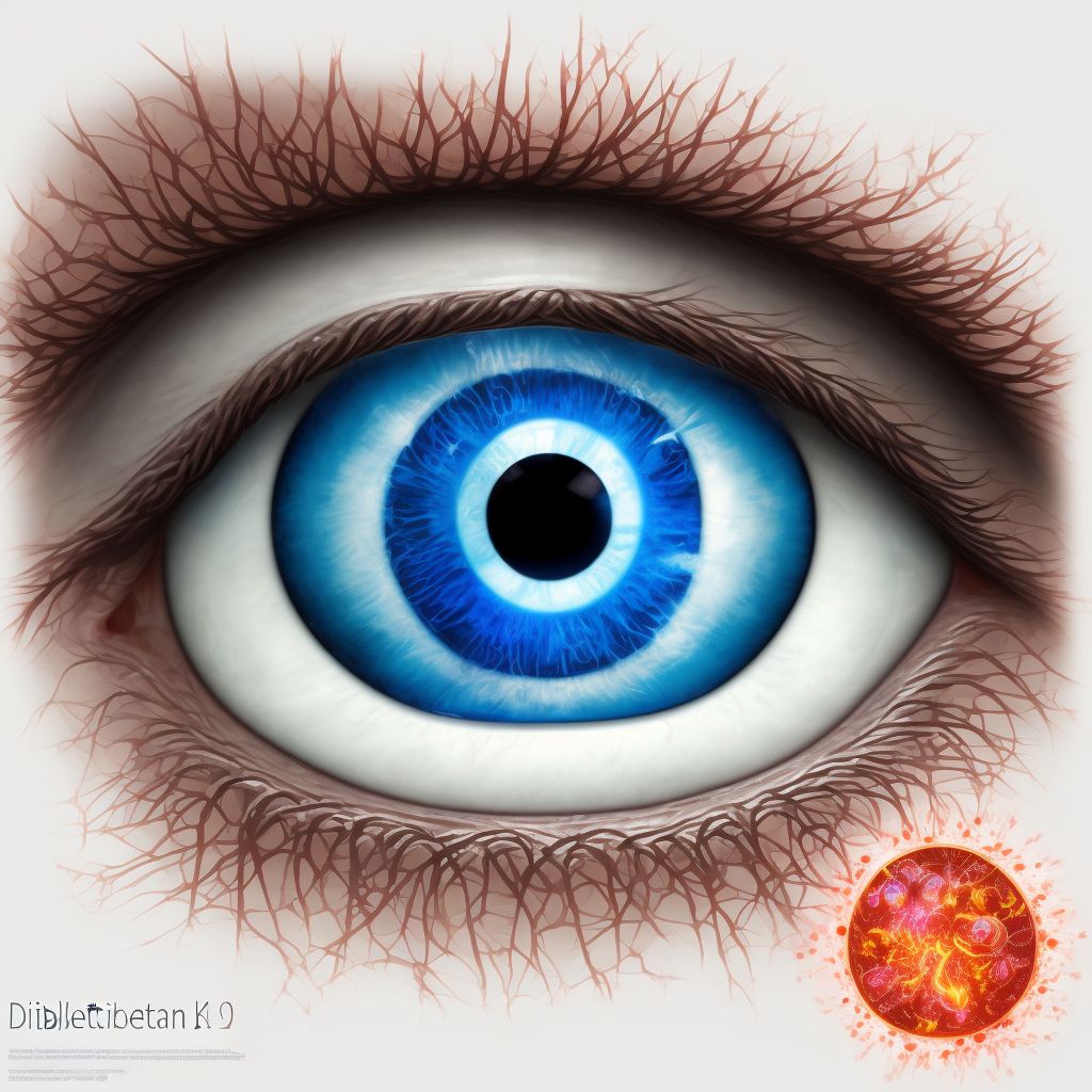 Type 2 diabetes mellitus with moderate nonproliferative diabetic retinopathy with macular edema, right eye digital illustration