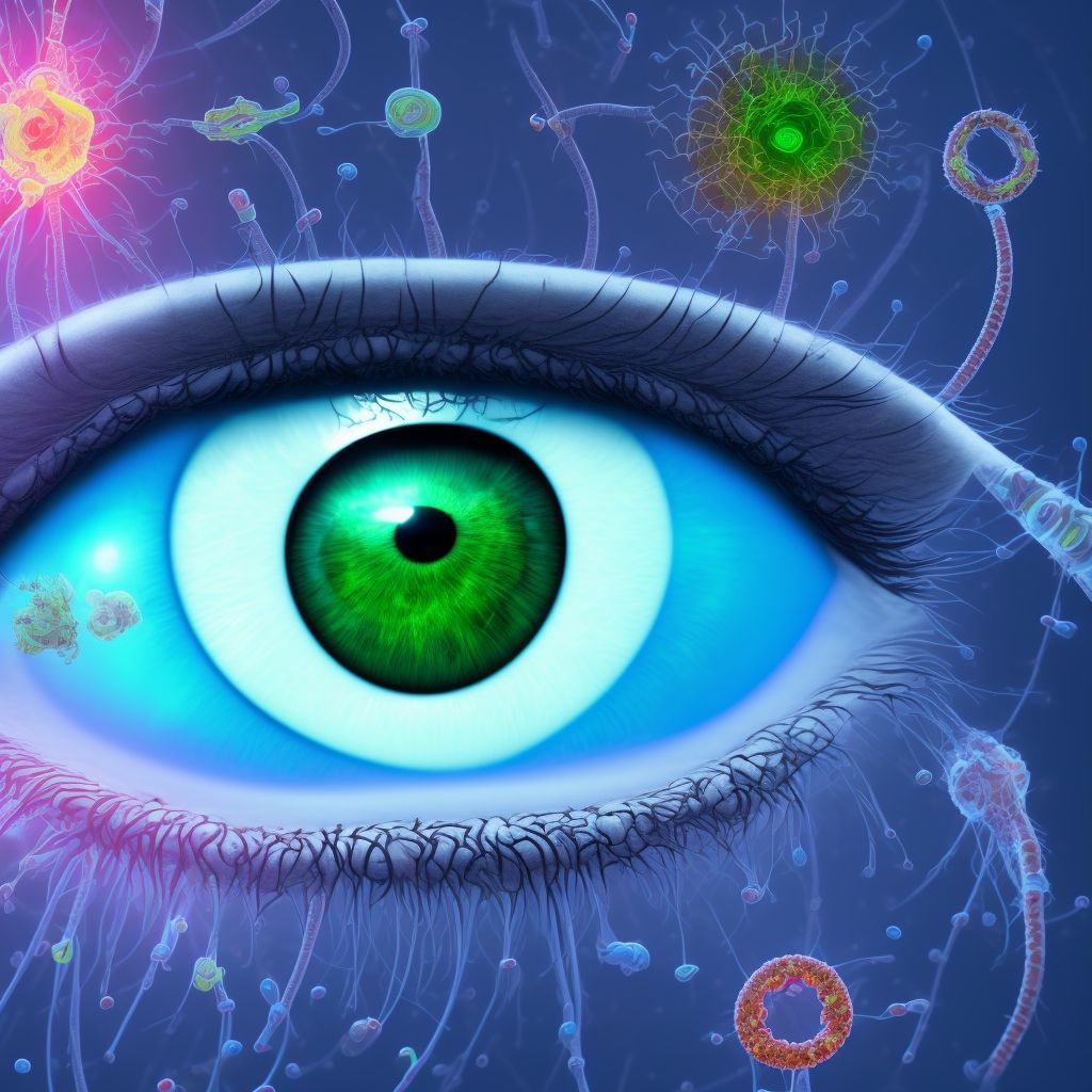 Type 2 diabetes mellitus with proliferative diabetic retinopathy with macular edema, left eye digital illustration