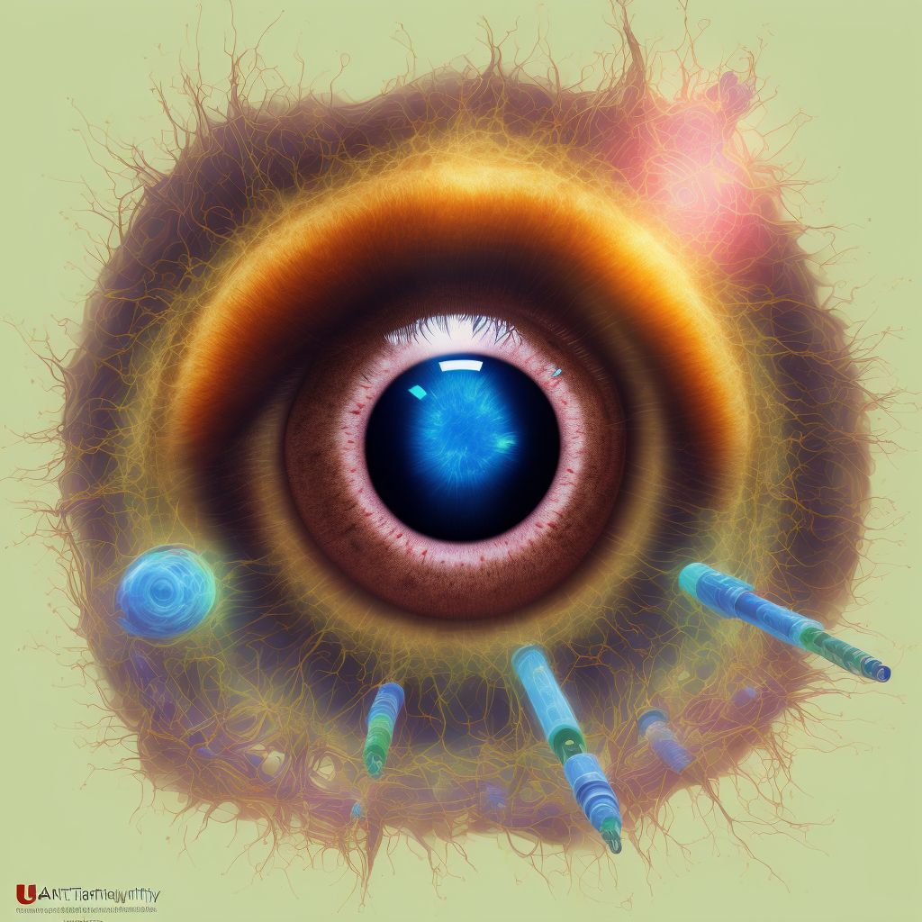 Type 2 diabetes mellitus with proliferative diabetic retinopathy with macular edema, unspecified eye digital illustration