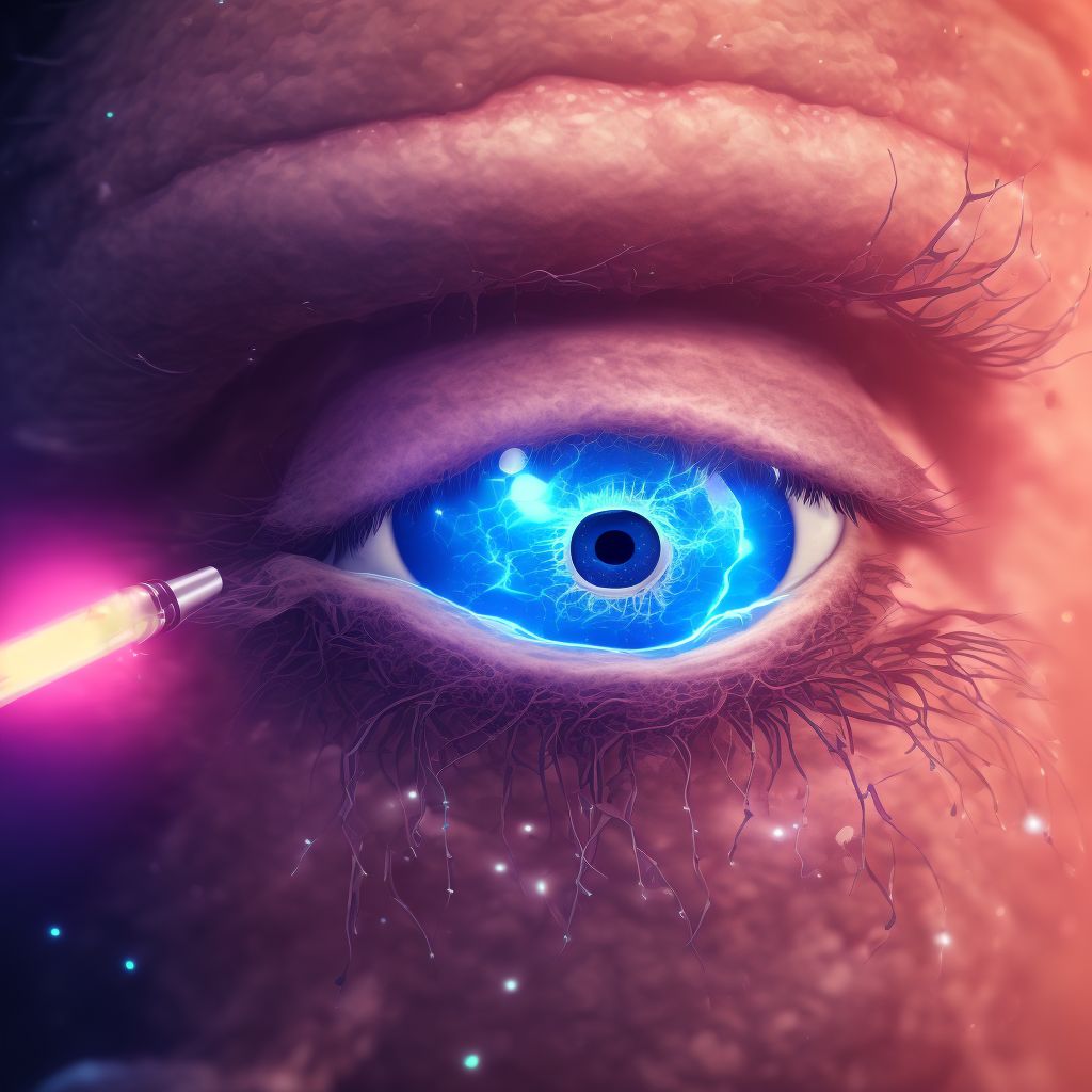 Other specified diabetes mellitus with moderate nonproliferative diabetic retinopathy with macular edema, right eye digital illustration