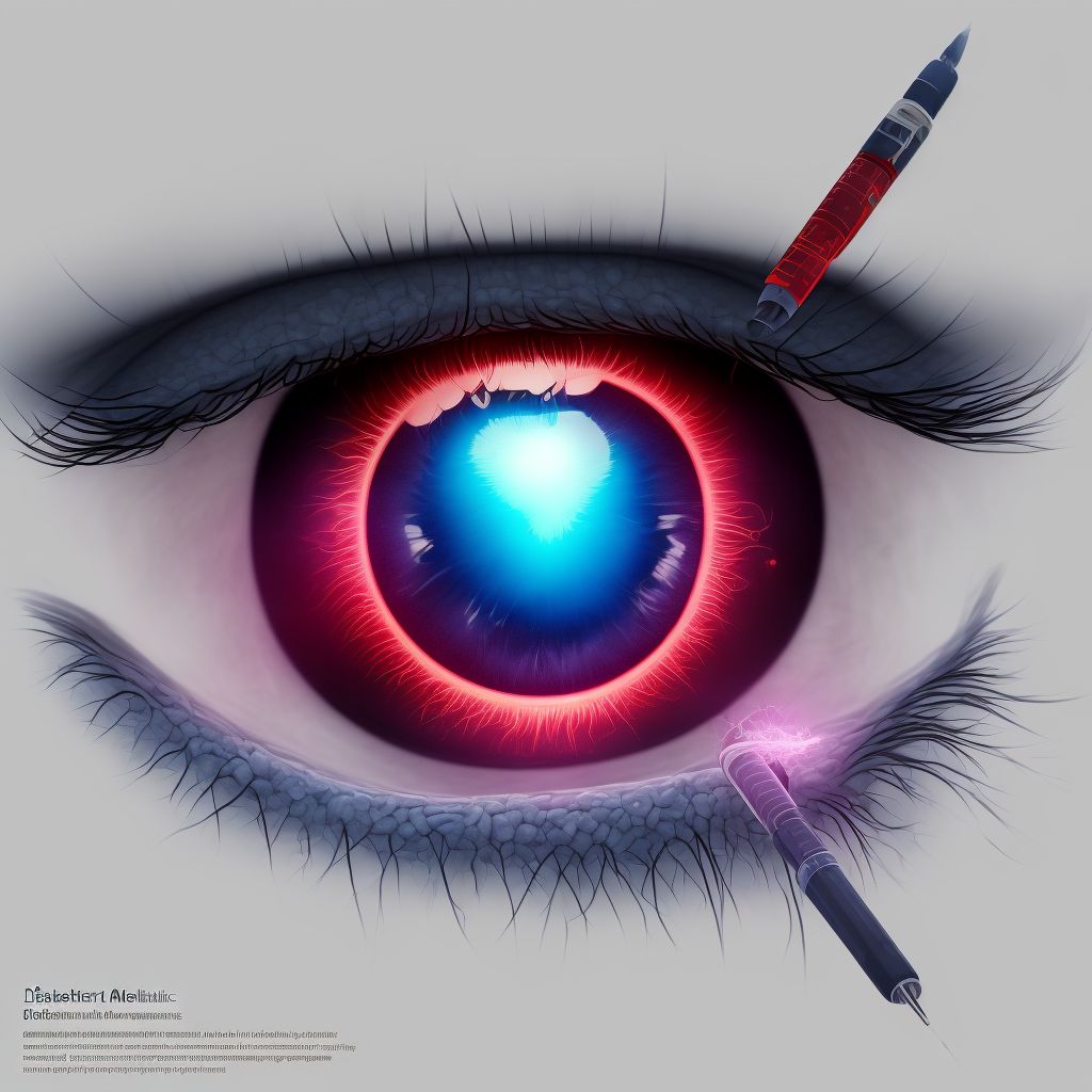 Other specified diabetes mellitus with moderate nonproliferative diabetic retinopathy with macular edema, unspecified eye digital illustration