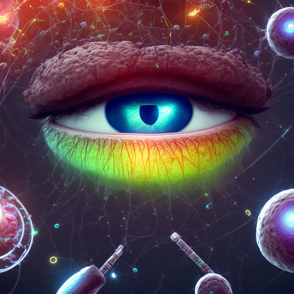 Other specified diabetes mellitus with proliferative diabetic retinopathy with macular edema, left eye digital illustration