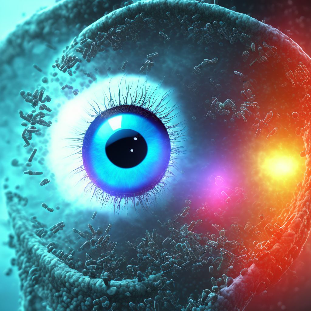 Other specified diabetes mellitus with proliferative diabetic retinopathy with traction retinal detachment involving the macula, unspecified eye digital illustration