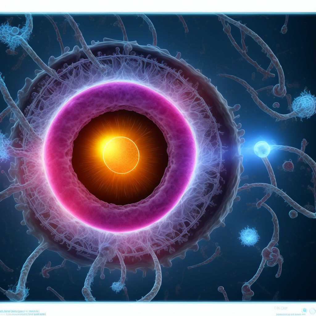 Other specified diabetes mellitus with proliferative diabetic retinopathy with traction retinal detachment not involving the macula, right eye digital illustration