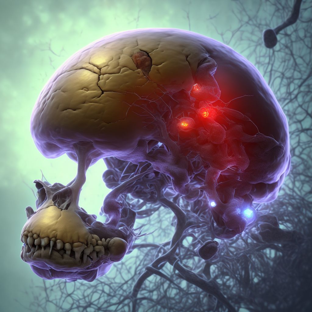 Postprocedural hematoma of an endocrine system organ or structure following other procedure digital illustration