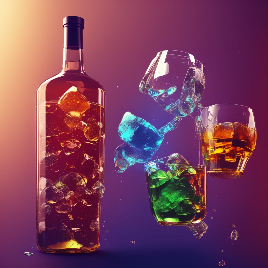 Alcohol abuse with alcohol-induced psychotic disorder with delusions digital illustration