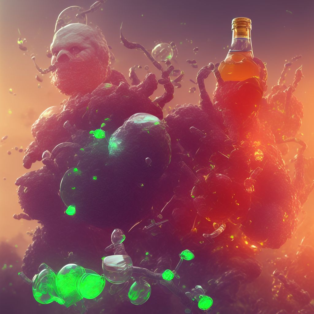 Alcohol dependence with alcohol-induced persisting amnestic disorder digital illustration