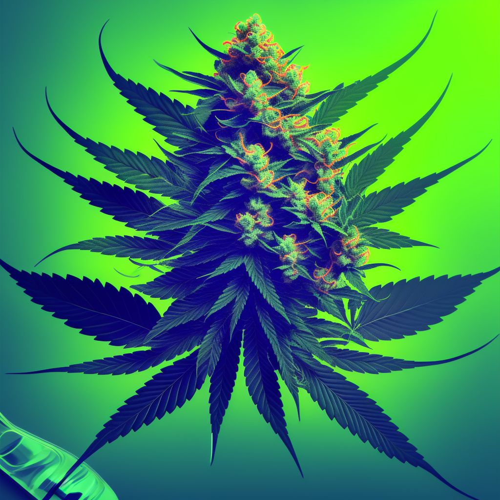 Cannabis dependence with psychotic disorder with hallucinations digital illustration