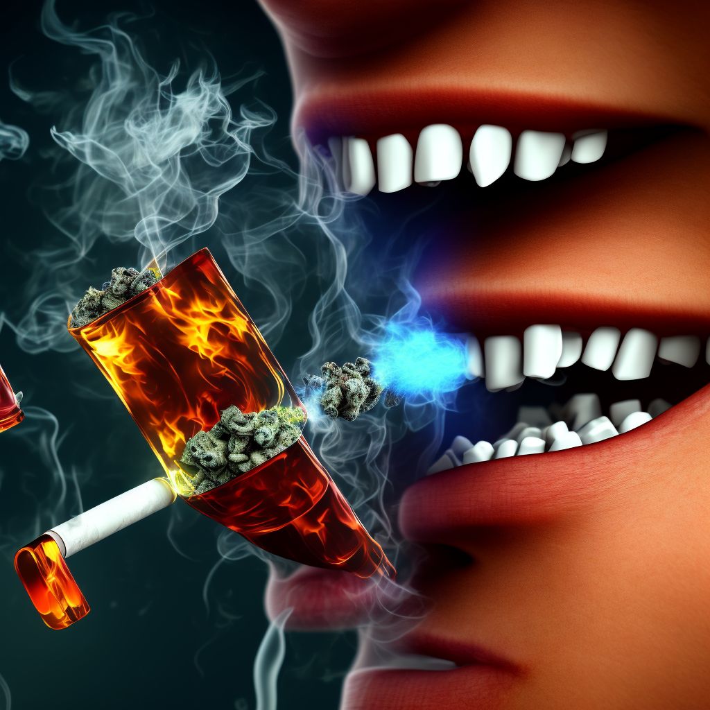 Nicotine dependence, chewing tobacco, with unspecified nicotine-induced disorders digital illustration