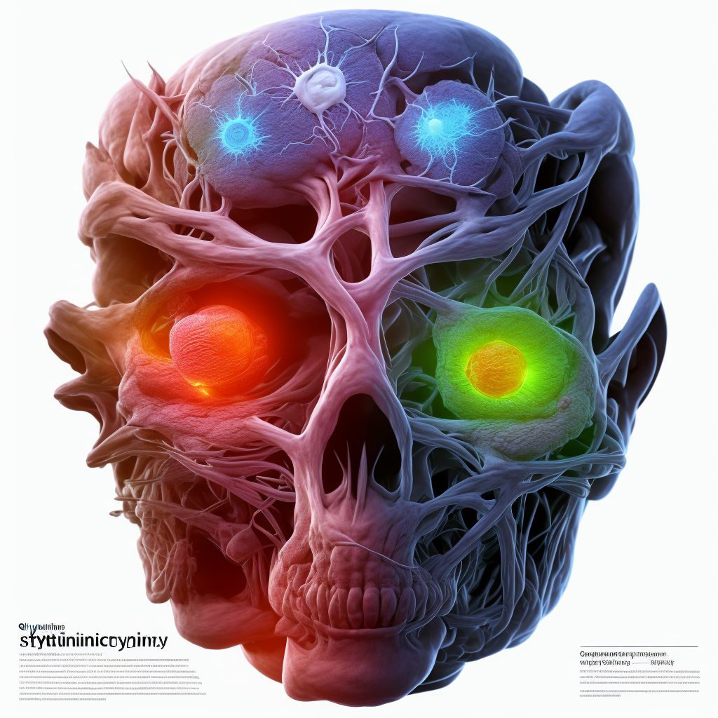 Systemic atrophy primarily affecting the central nervous system in myxedema digital illustration