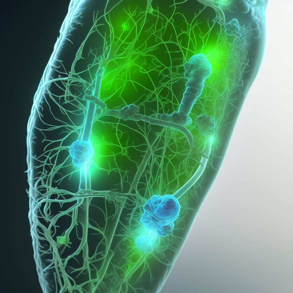 Lesion of femoral nerve, left lower limb digital illustration