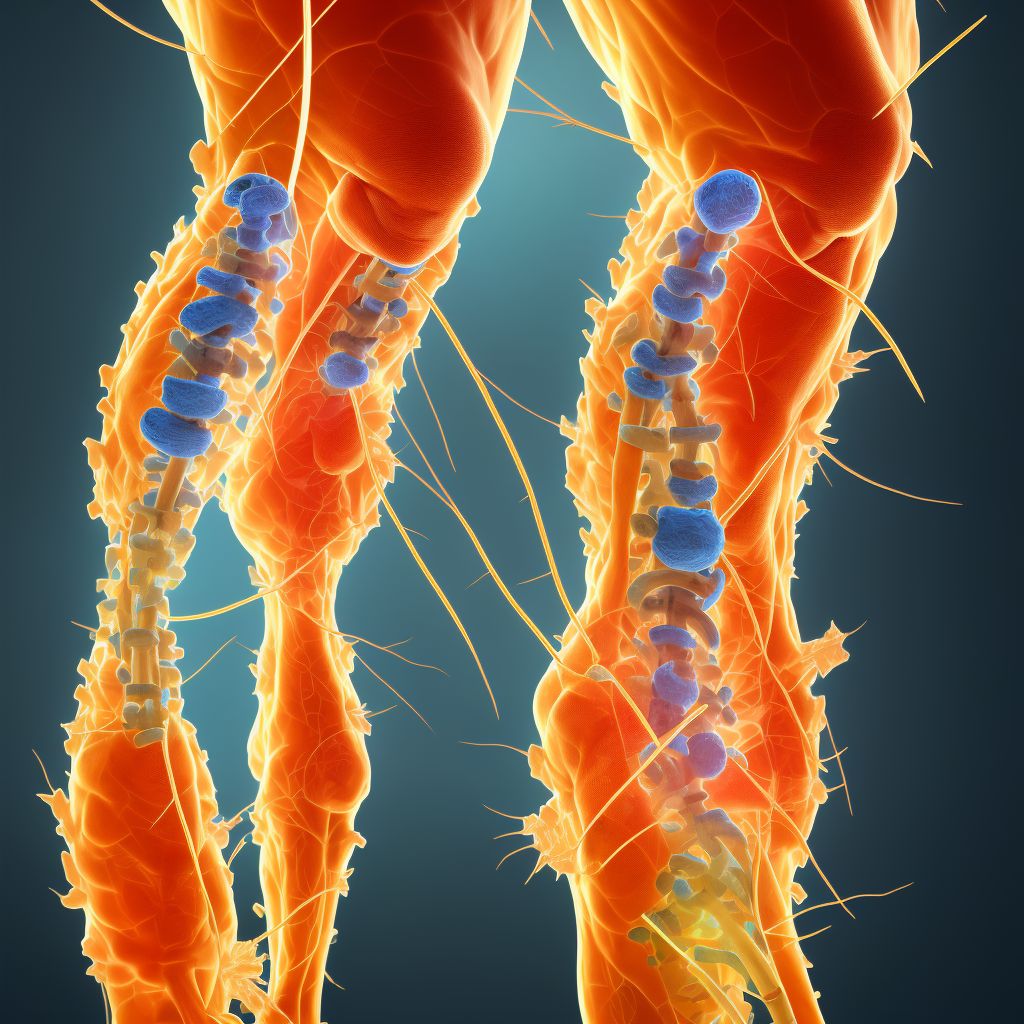 Lesion of lateral popliteal nerve, left lower limb digital illustration