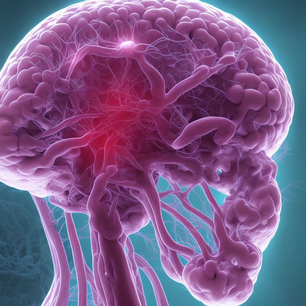 Postprocedural hematoma of a nervous system organ or structure following a nervous system procedure digital illustration