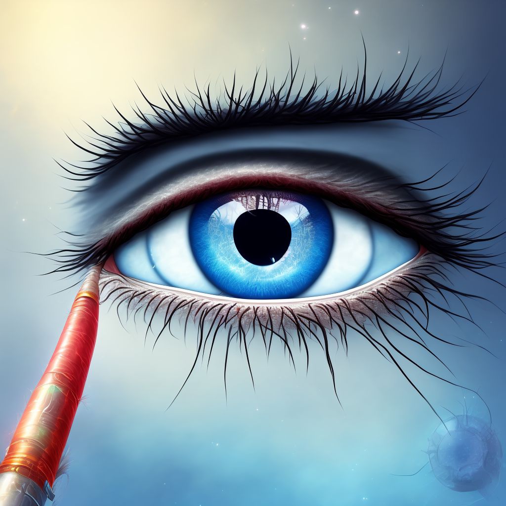 Ulcerative blepharitis right eye, upper and lower eyelids digital illustration