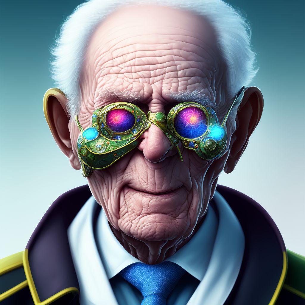 Senile entropion of left lower eyelid digital illustration