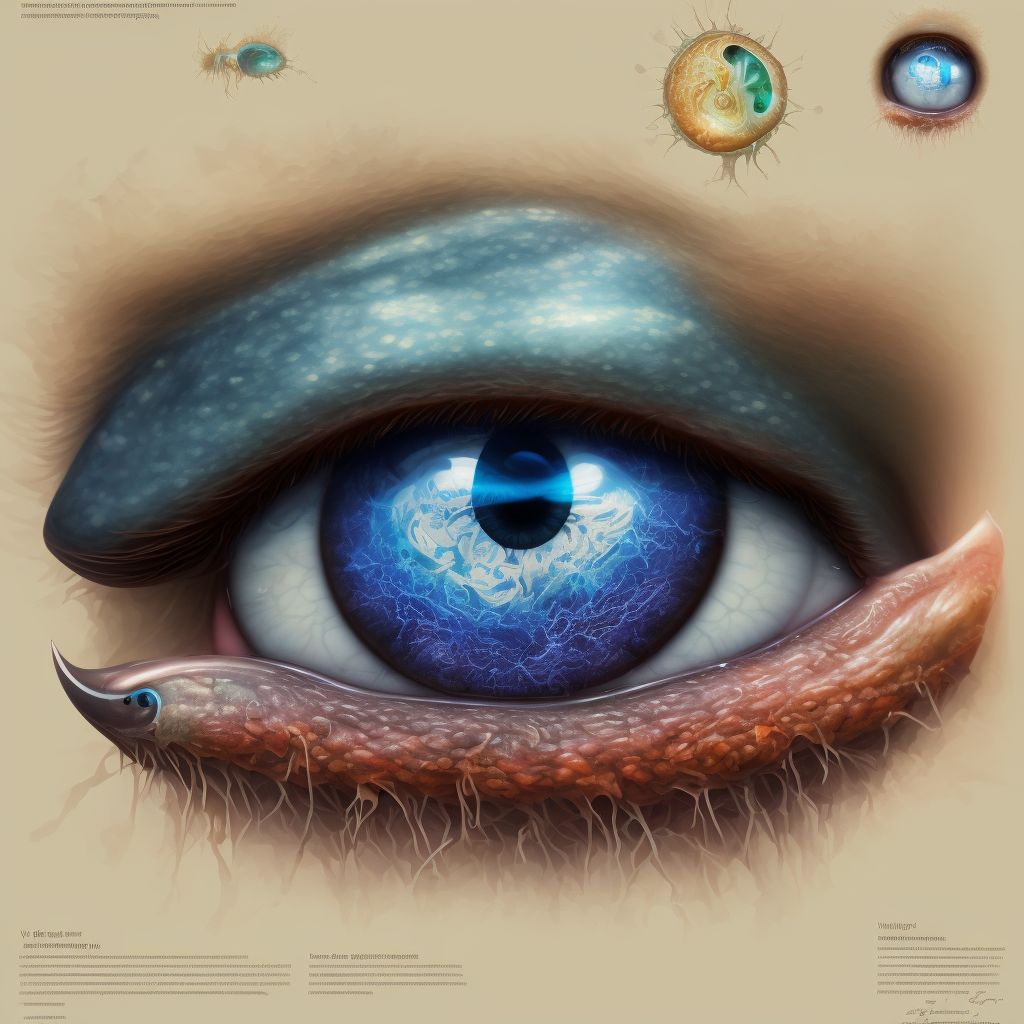 Unspecified lagophthalmos right lower eyelid digital illustration