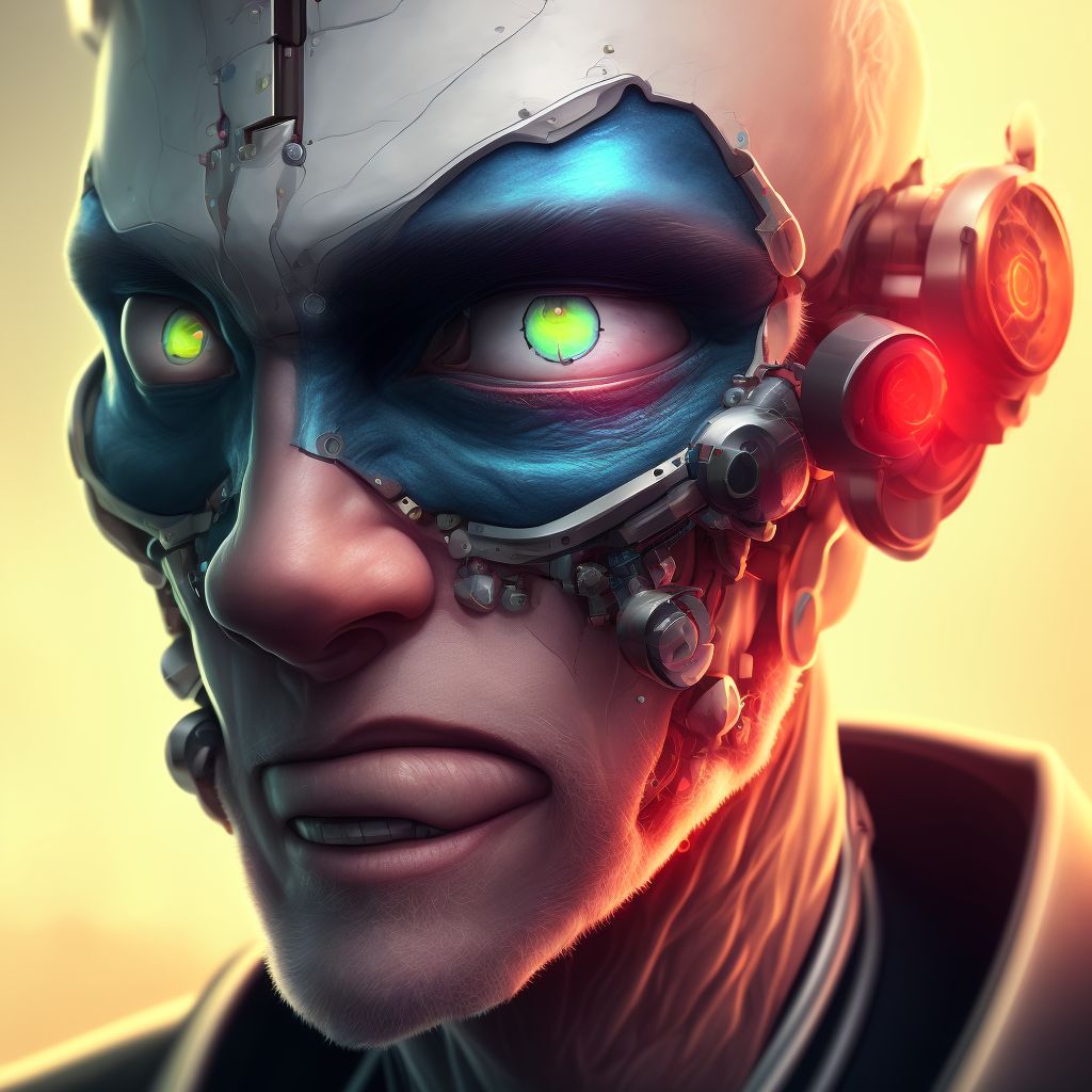 Mechanical ptosis of right eyelid digital illustration