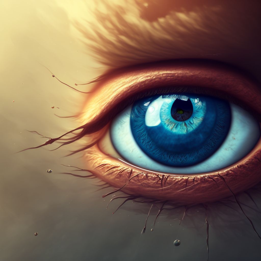 Eyelid retraction right eye, unspecified eyelid digital illustration