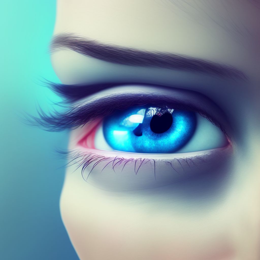 Edema of left upper eyelid digital illustration