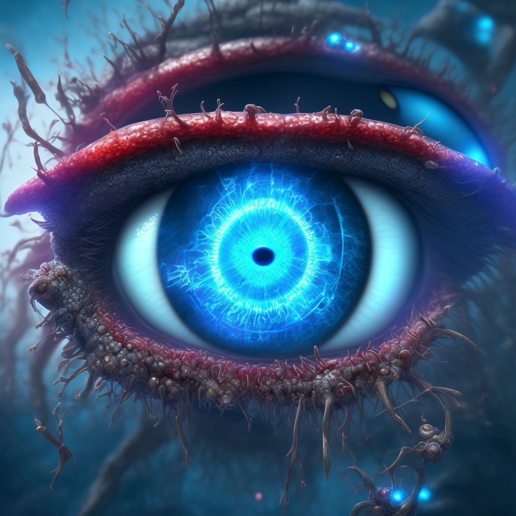 Pulsating exophthalmos, right eye digital illustration