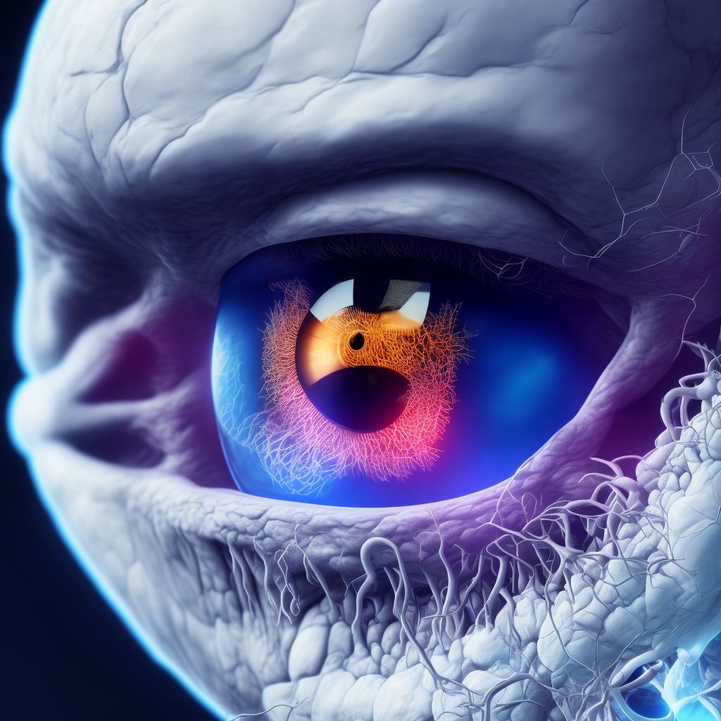 Enophthalmos due to trauma or surgery, left eye digital illustration