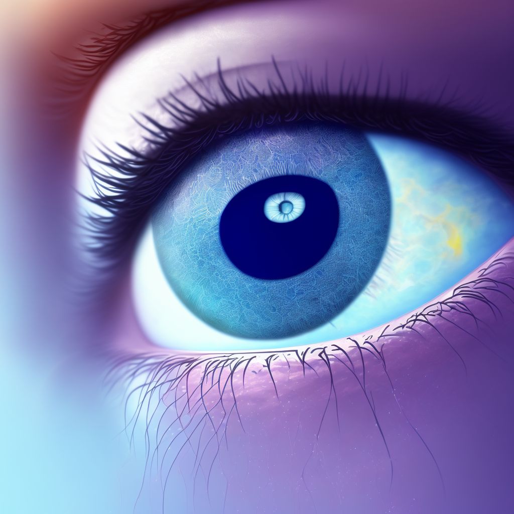 Pseudomembranous conjunctivitis, left eye digital illustration