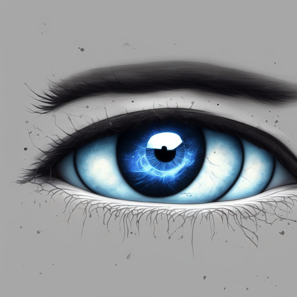 Simple chronic conjunctivitis, right eye digital illustration