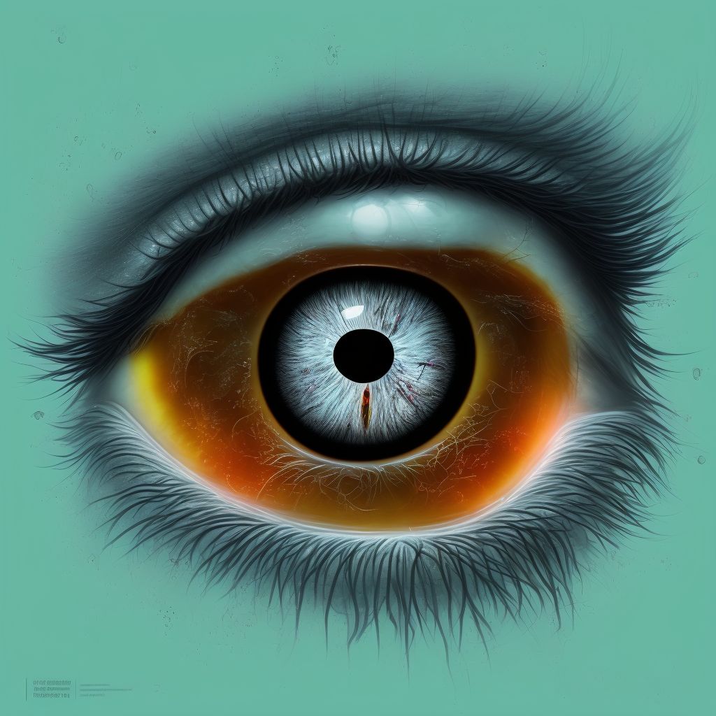 Chronic follicular conjunctivitis, left eye digital illustration