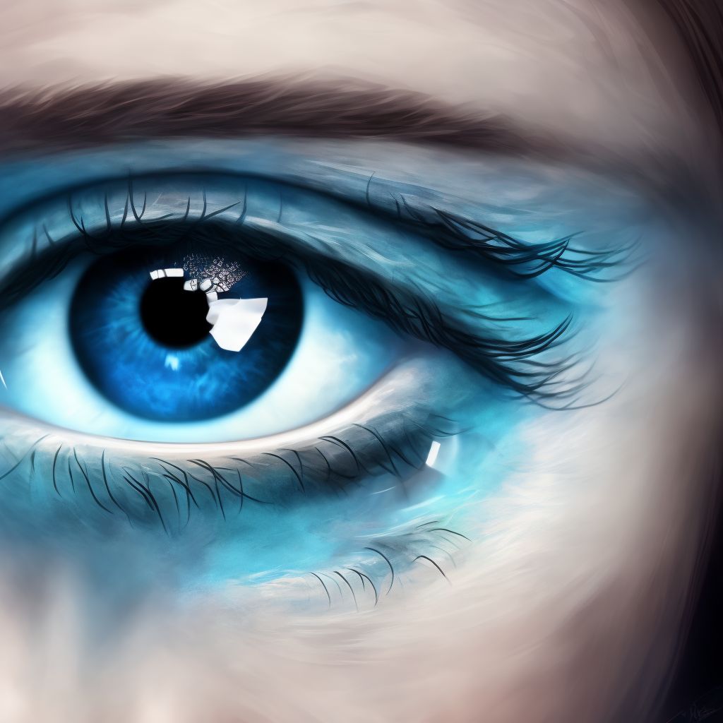 Rosacea conjunctivitis, left eye digital illustration