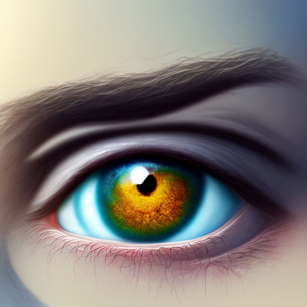 Amyloid pterygium of left eye digital illustration