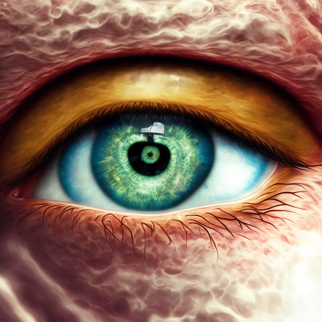 Central pterygium of eye, bilateral digital illustration