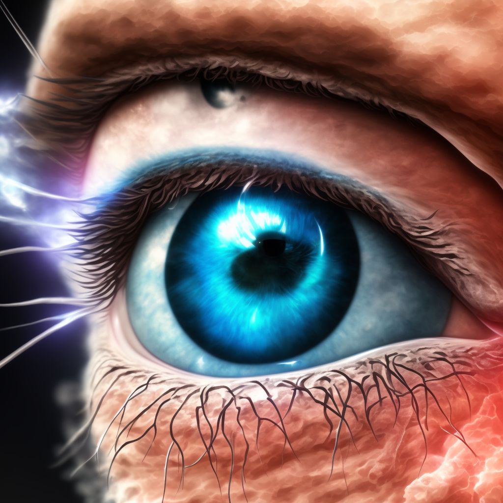 Central pterygium of unspecified eye digital illustration