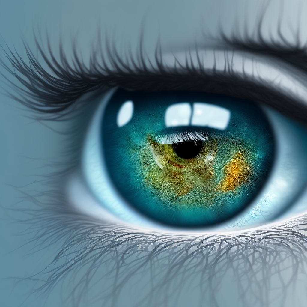 Double pterygium of left eye digital illustration