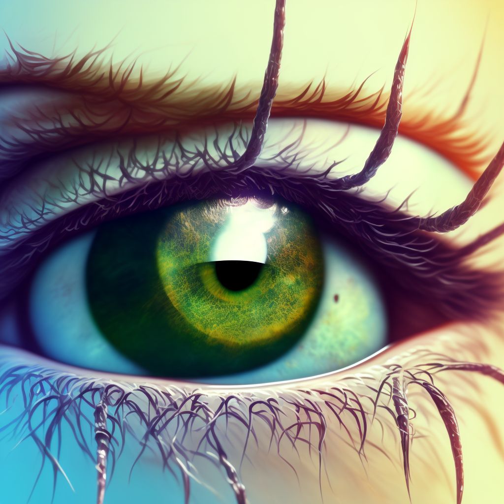 Peripheral pterygium, progressive, right eye digital illustration