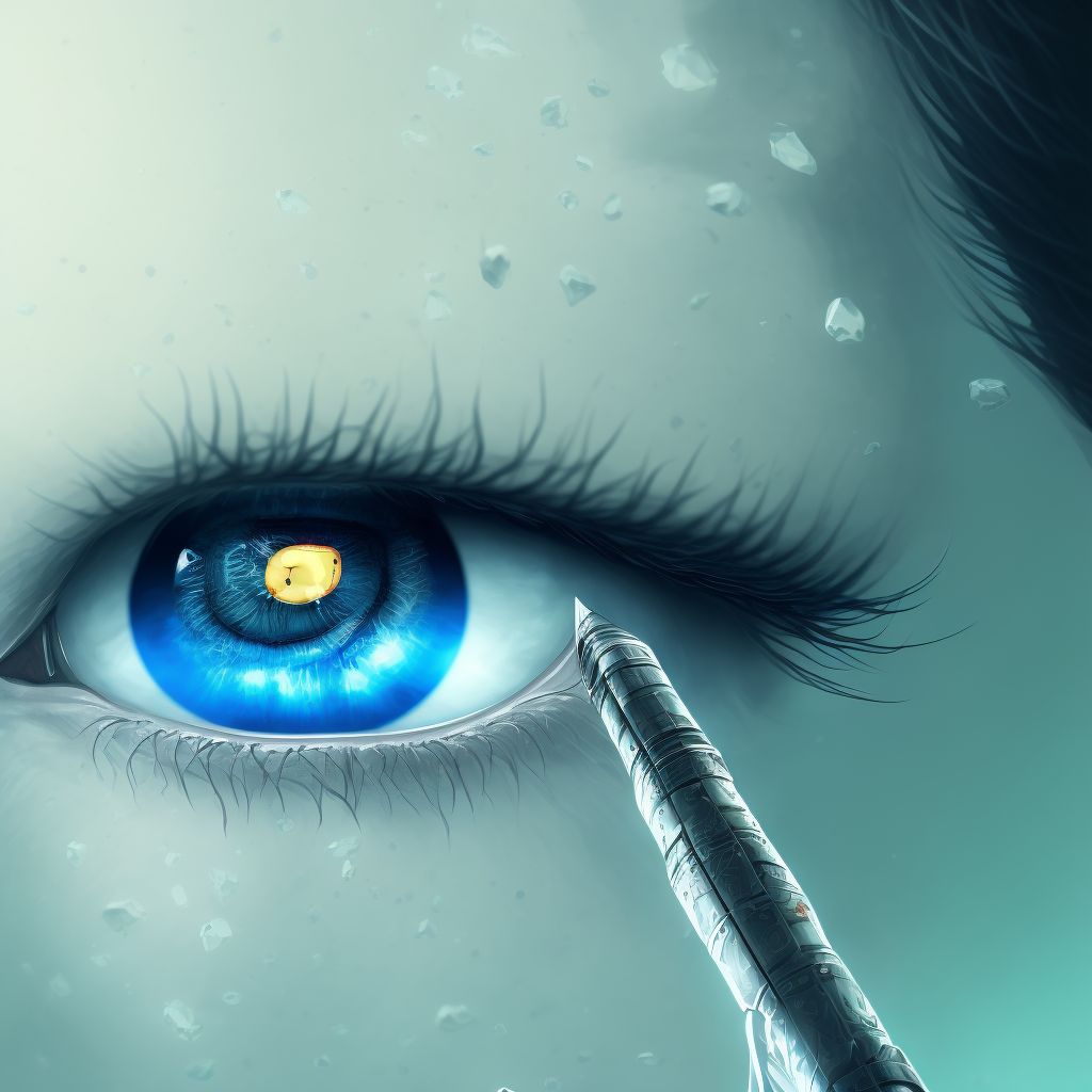 Conjunctival deposits, left eye digital illustration