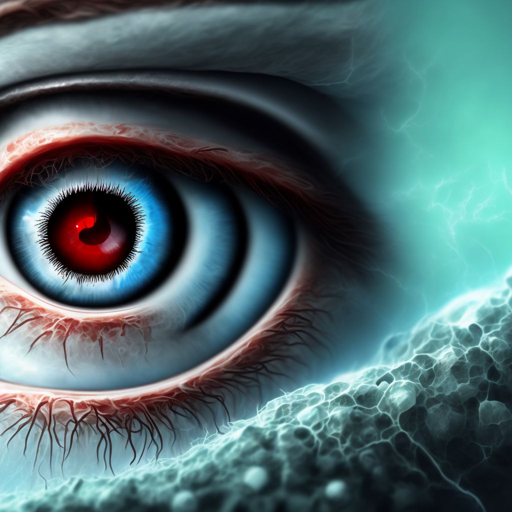 Conjunctival hemorrhage, right eye digital illustration