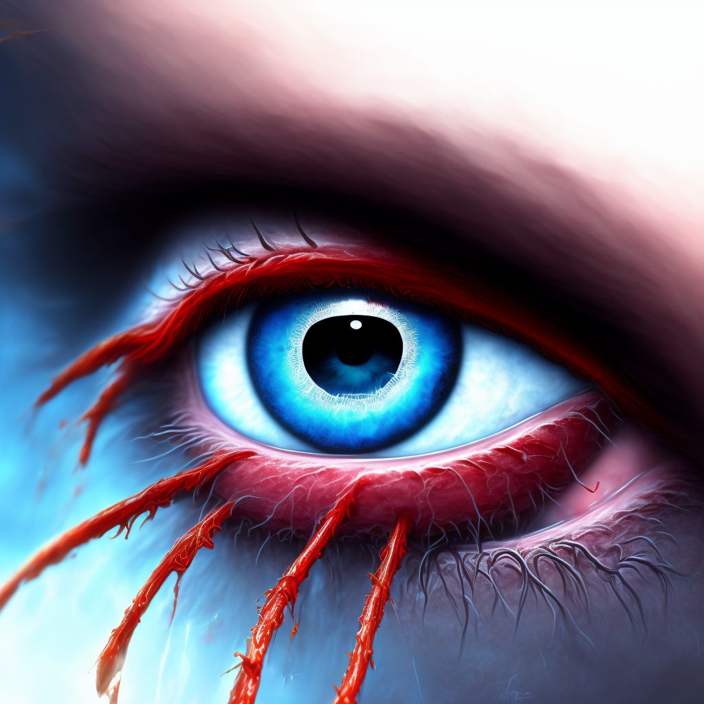 Conjunctival hemorrhage, left eye digital illustration