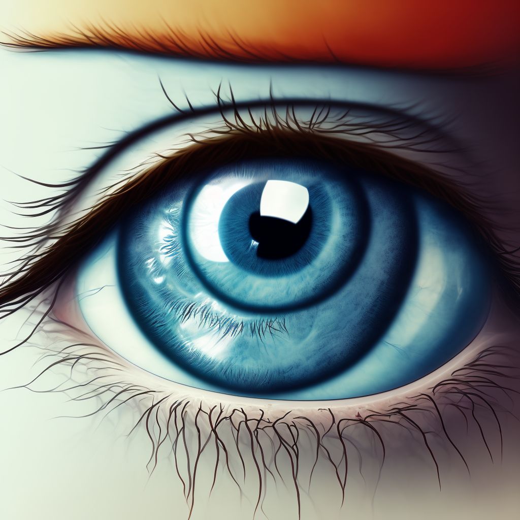 Scleritis with corneal involvement, right eye digital illustration