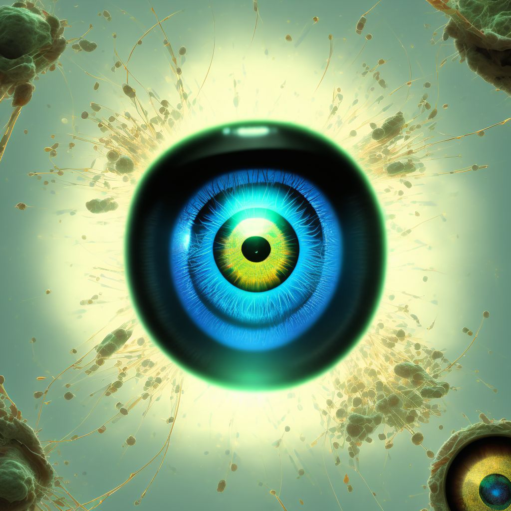 Scleritis with corneal involvement, left eye digital illustration