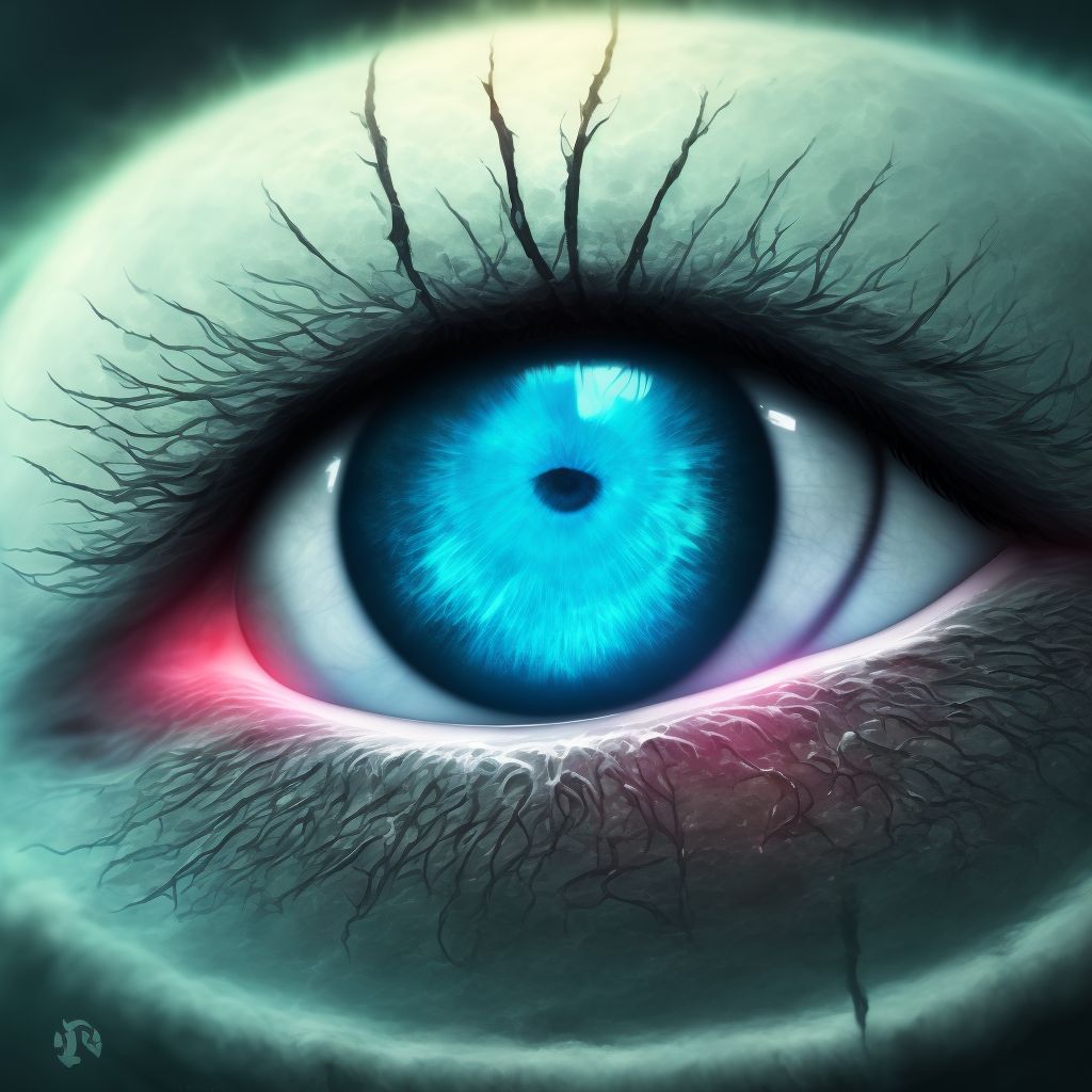 Scleral ectasia, right eye digital illustration