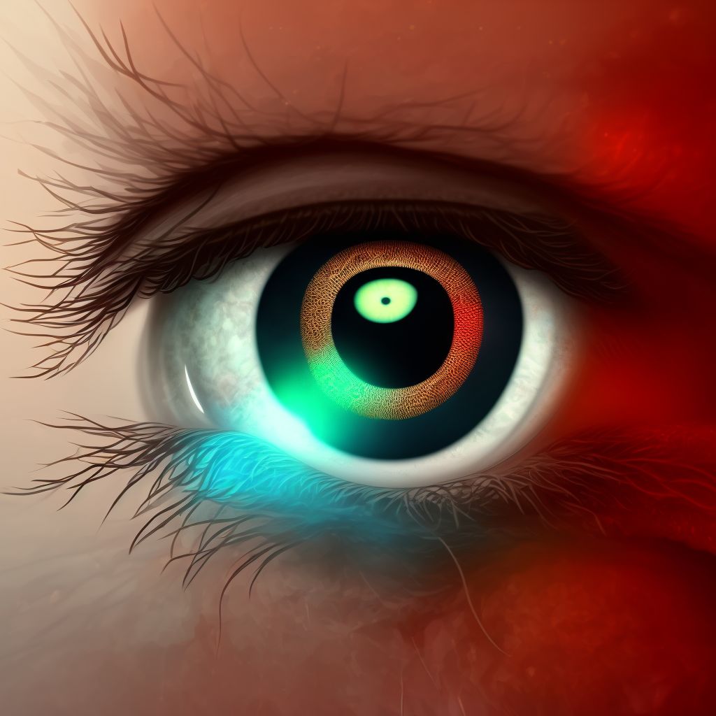 Unspecified corneal ulcer, right eye digital illustration